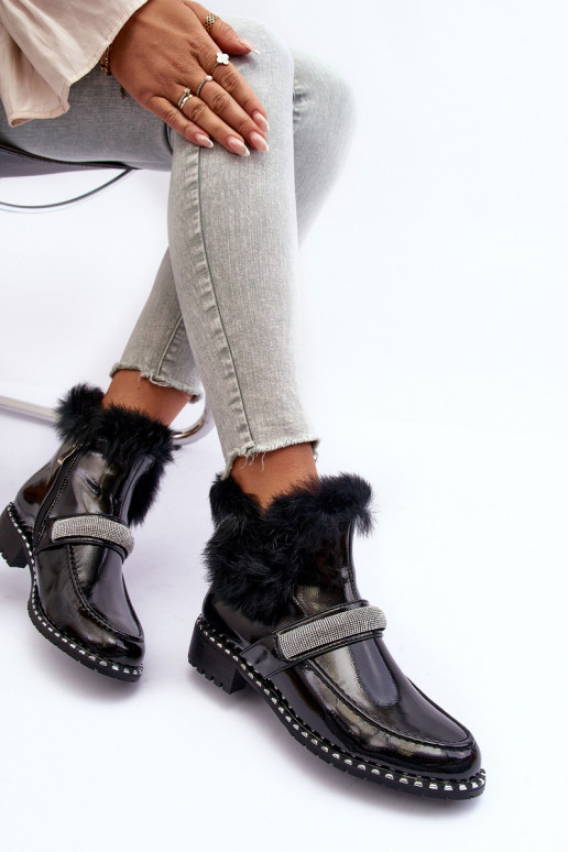 Women's Flat Heel and Platform Ankle Boots Black Linestta Women's Flat Heel and Platform Ankle Boots Black Linestta