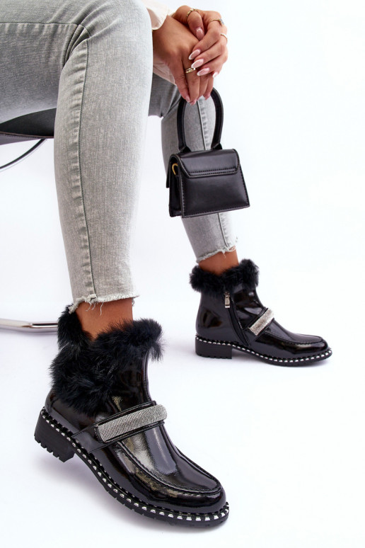 Women's Flat Heel and Platform Ankle Boots Black Linestta Women's Flat Heel and Platform Ankle Boots Black Linestta