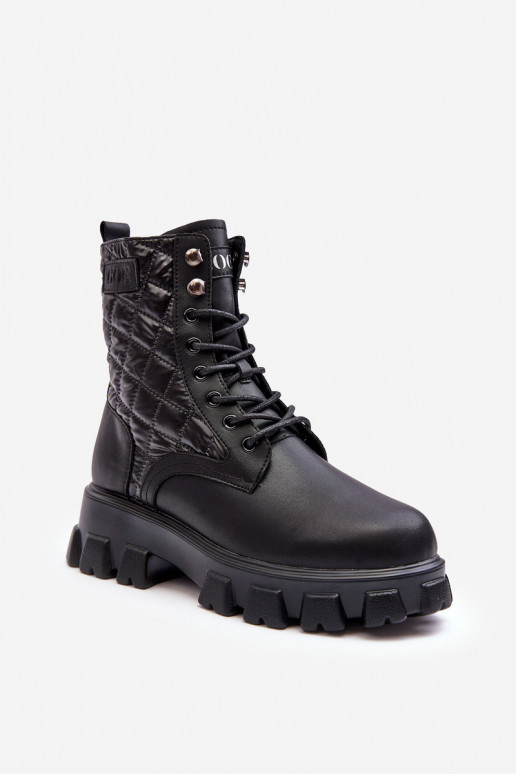 Leather Ankle Boots Brogues Flat Heel GOE MM2N4021 Black Leather Ankle Boots Brogues Flat Heel GOE MM2N4021 Black