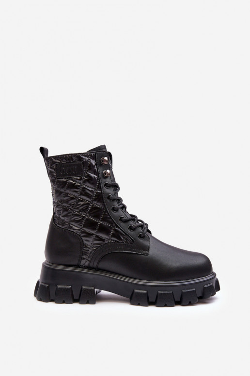 Leather Ankle Boots Brogues Flat Heel GOE MM2N4021 Black Leather Ankle Boots Brogues Flat Heel GOE MM2N4021 Black