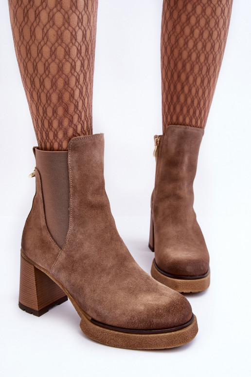 Suede Boots On Heel Liresa Brown Suede Boots On Heel Liresa Brown