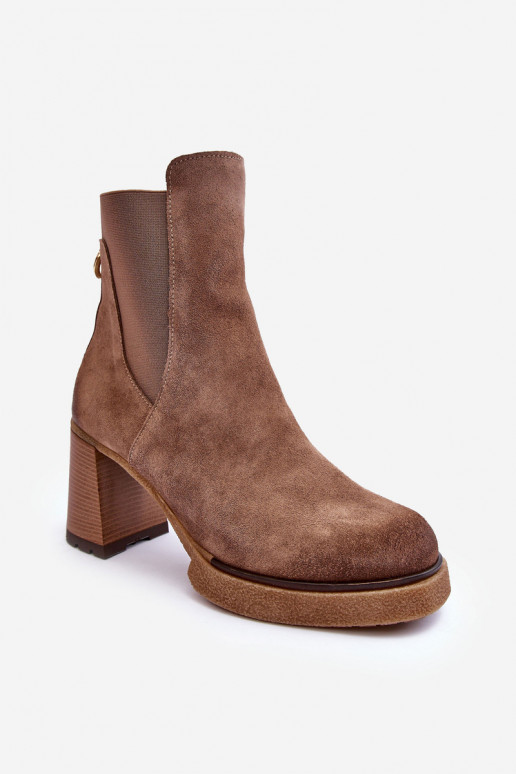 Suede Boots On Heel Liresa Brown Suede Boots On Heel Liresa Brown