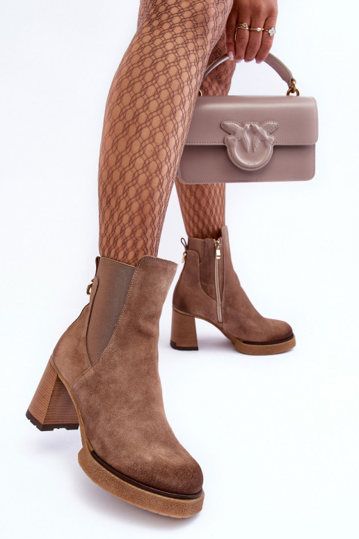 Suede Boots On Heel Liresa Brown Suede Boots On Heel Liresa Brown