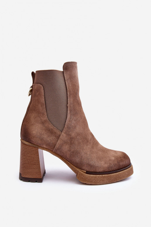 Suede Boots On Heel Liresa Brown Suede Boots On Heel Liresa Brown