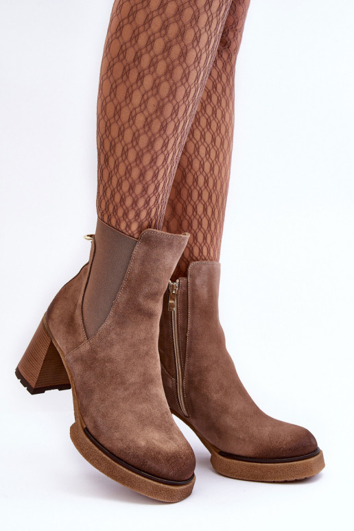 Suede Boots On Heel Liresa Brown Suede Boots On Heel Liresa Brown