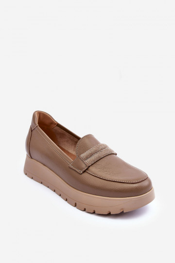 Leather Platform Shoes with Ornamentation Beige Lehira 2