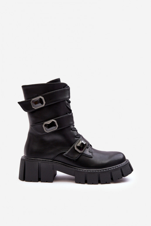 Women's Leather Ankle Boots Black SBarski MR870-62 Women's Leather Ankle Boots Black SBarski MR870-62