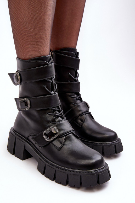 Women's Leather Ankle Boots Black SBarski MR870-62 Women's Leather Ankle Boots Black SBarski MR870-62