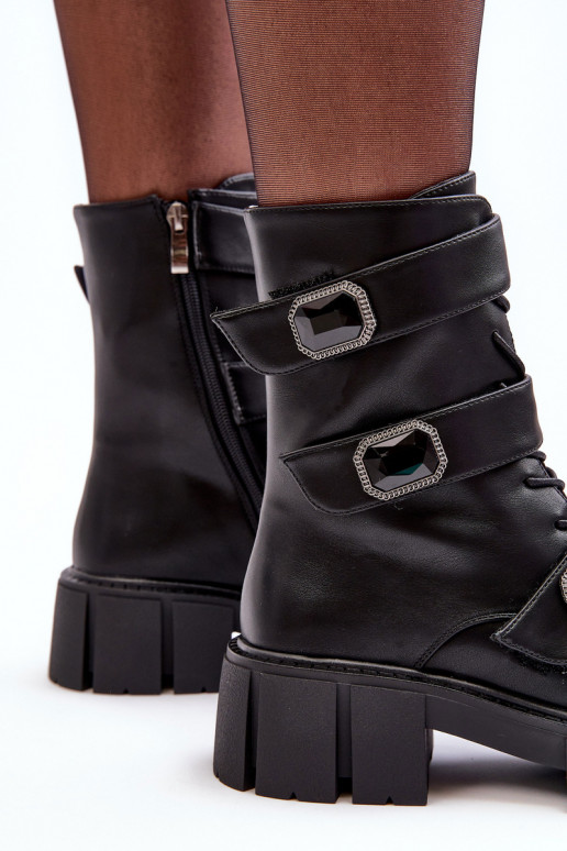 Women's Leather Ankle Boots Black SBarski MR870-62 Women's Leather Ankle Boots Black SBarski MR870-62