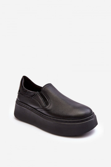 Women's Leather Sport Shoes on Platform Black Lemar Manish 2