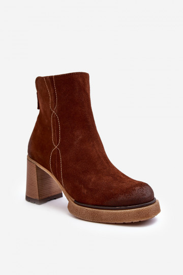 Women's Suede Boots On Heel Brown Lemar Remilda 2
