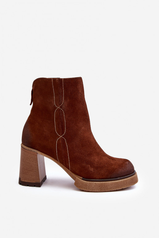 Women's Suede Boots On Heel Brown Lemar Remilda Women's Suede Boots On Heel Brown Lemar Remilda