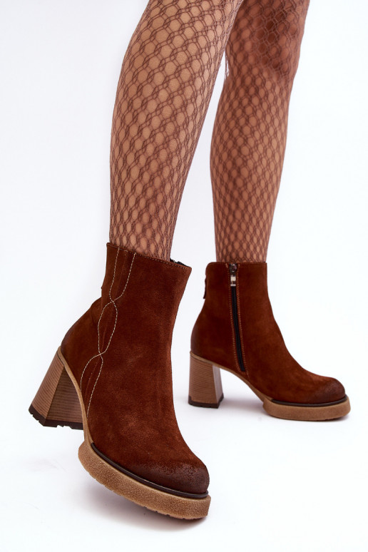 Women's Suede Boots On Heel Brown Lemar Remilda Women's Suede Boots On Heel Brown Lemar Remilda