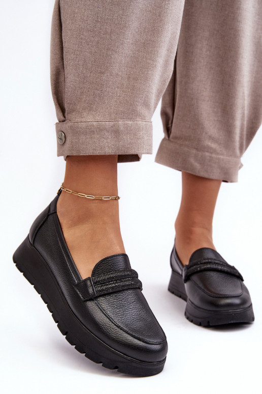 Leather Platform Half Boots with Ornament Black Lemar Lehira Leather Platform Half Boots with Ornament Black Lemar Lehira