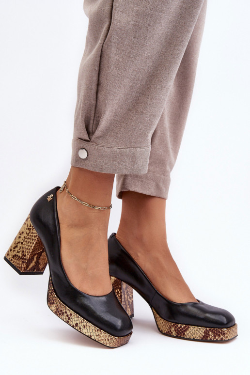 Stylish Leather Pumps Laura Messi 2599 Black