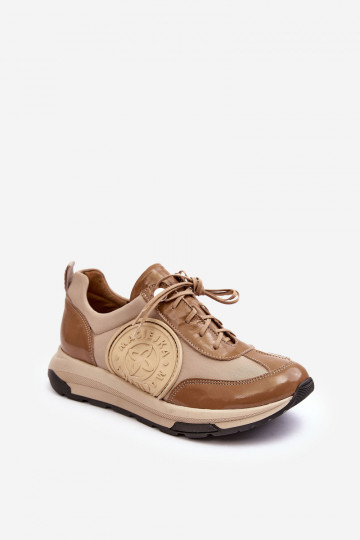 Damskie Buty Sportowe Skórzane Maciejka 06295-04 Beżowe 2