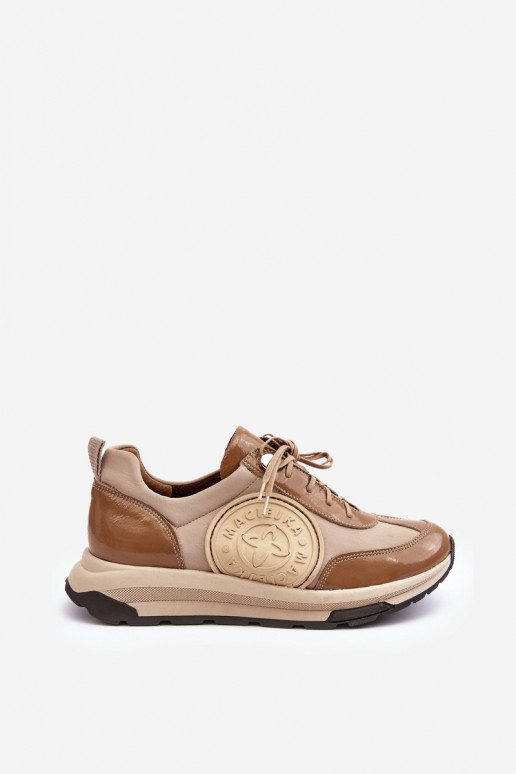 Leather Platform Sport Shoes Maciejka 06191-04 Beige Leather Platform Sport Shoes Maciejka 06191-04 Beige
