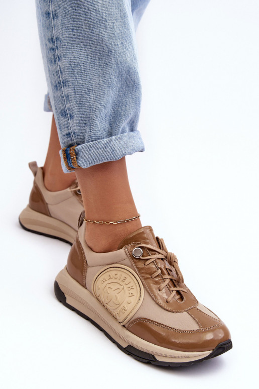 Leather Platform Sport Shoes Maciejka 06191-04 Beige Leather Platform Sport Shoes Maciejka 06191-04 Beige