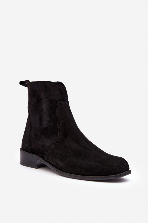 Women's Suede Boots with Zipper Black Nicole 2829 Women's Suede Boots with Zipper Black Nicole 2829
