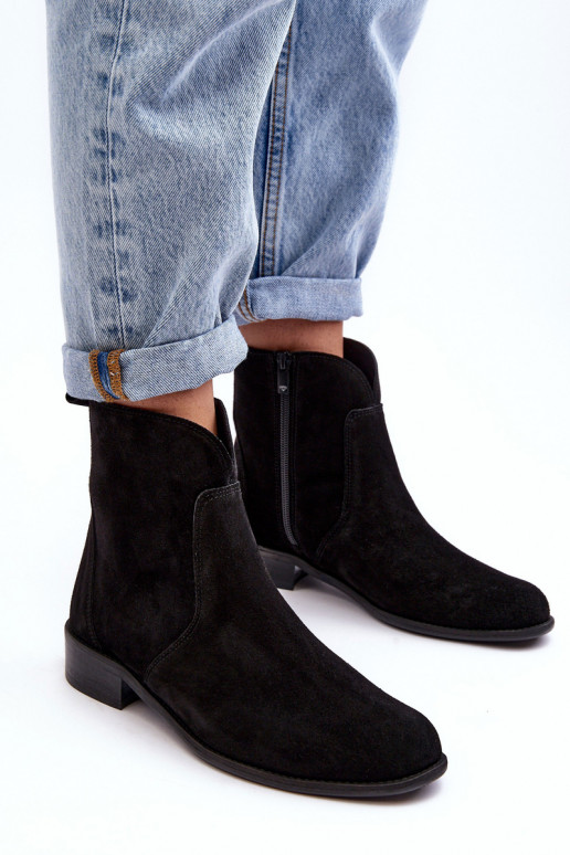 Women's Suede Boots with Zipper Black Nicole 2829 Women's Suede Boots with Zipper Black Nicole 2829