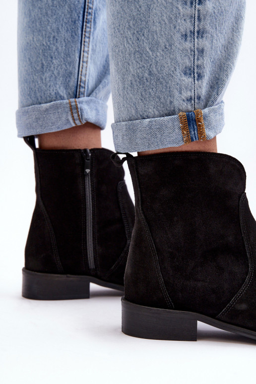 Women's Suede Boots with Zipper Black Nicole 2829 Women's Suede Boots with Zipper Black Nicole 2829