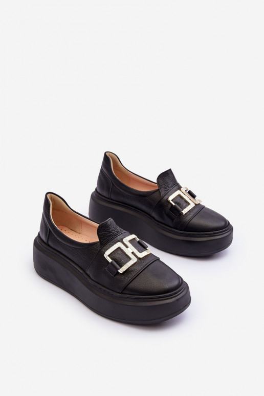 Women's Leather Platform Shoes Black Lewski 3398/2