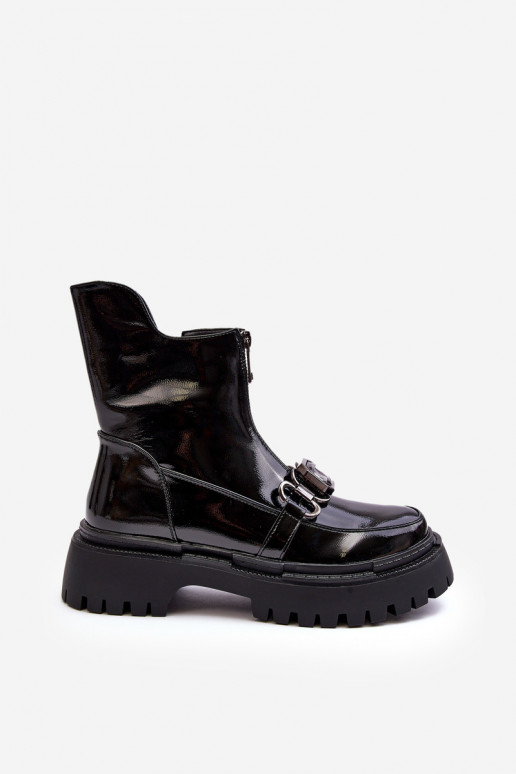 Women's Glossy Zip-up Boots D&A MR870-94 Black Women's Glossy Zip-up Boots D&A MR870-94 Black