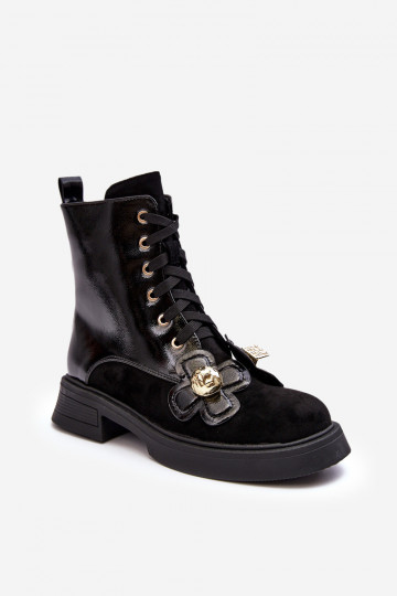 Stylish Women's Zipper Boots with Ornaments D&A MR870-76 Black 2