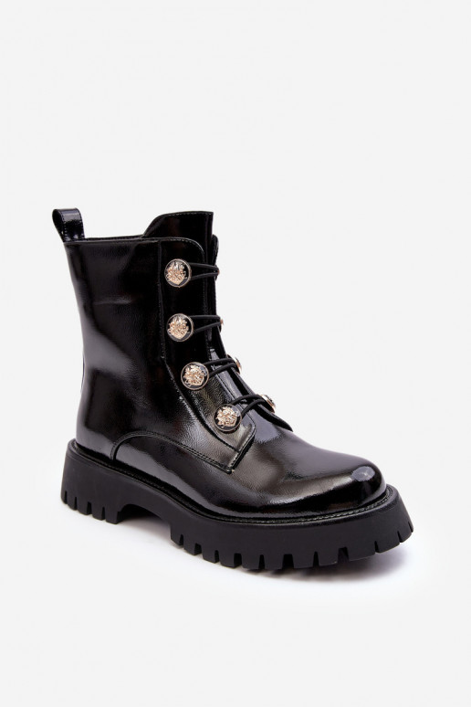 Women's Quilted Boots with Ornamental Buttons D&A MR870-51 Black Women's Quilted Boots with Ornamental Buttons D&A MR870-51 Black