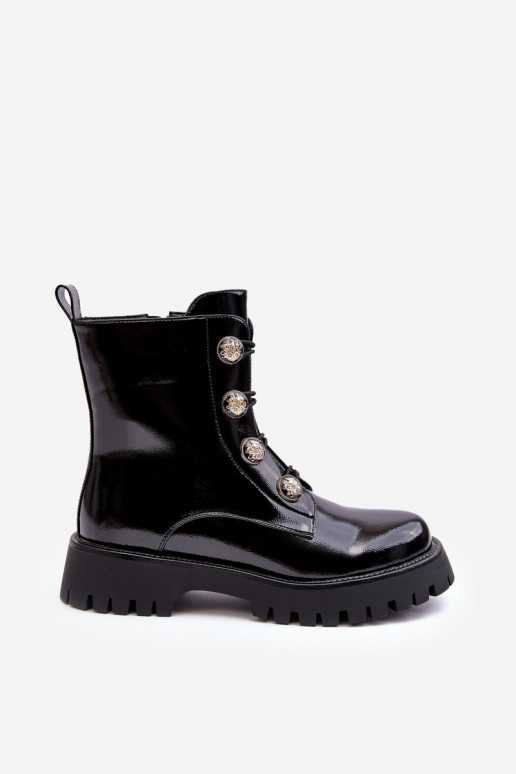 Women's Quilted Boots with Ornamental Buttons D&A MR870-51 Black Women's Quilted Boots with Ornamental Buttons D&A MR870-51 Black