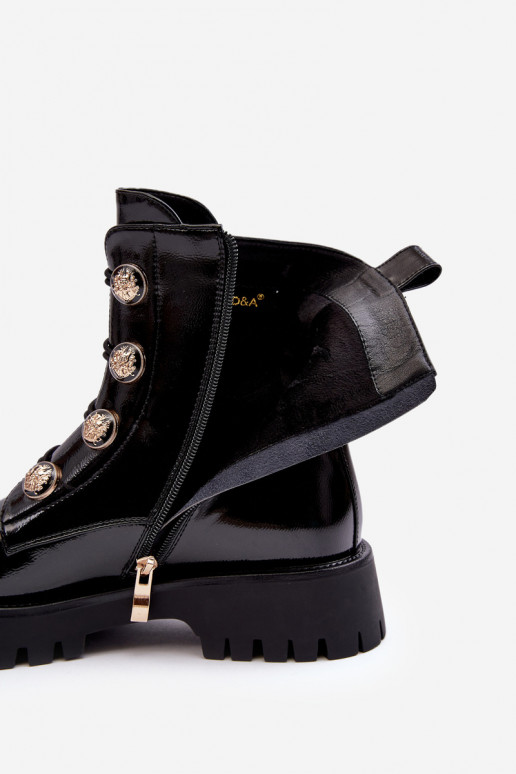 Women's Quilted Boots with Ornamental Buttons D&A MR870-51 Black Women's Quilted Boots with Ornamental Buttons D&A MR870-51 Black