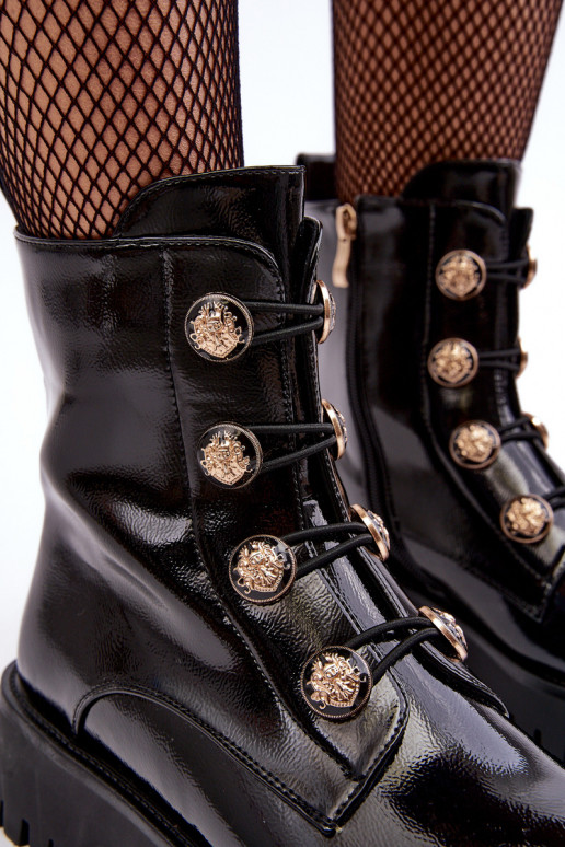 Women's Quilted Boots with Ornamental Buttons D&A MR870-51 Black Women's Quilted Boots with Ornamental Buttons D&A MR870-51 Black