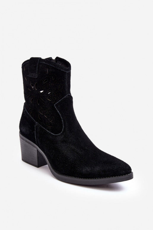 Suede Cowboy Boots with Lace D&A SN622-20 Black Suede Cowboy Boots with Lace D&A SN622-20 Black