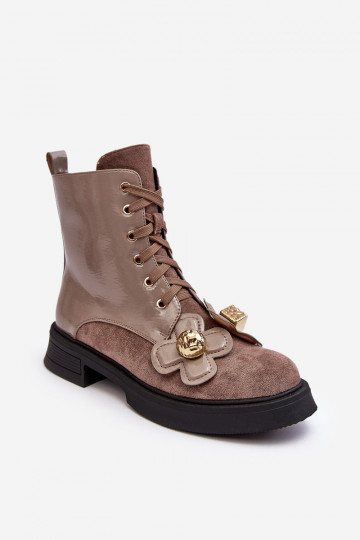 Stylish Women's Zipper Boots with Ornaments D&A MR870-76 Gray-brown 2