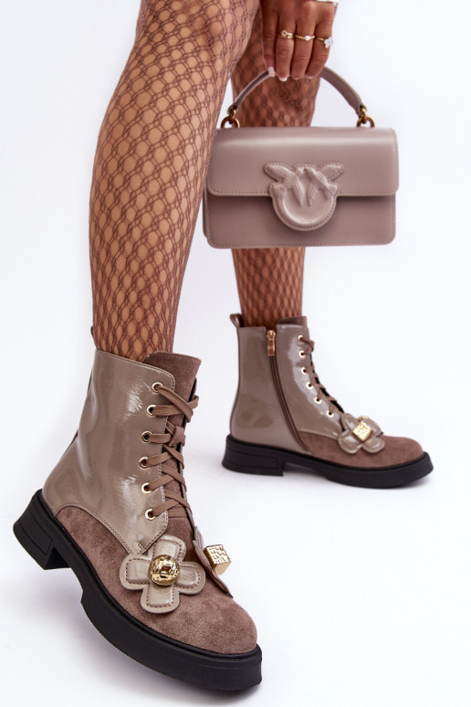 Stylish Women's Zipper Boots with Ornaments D&A MR870-76 Gray-brown Stylish Women's Zipper Boots with Ornaments D&A MR870-76 Gray-brown