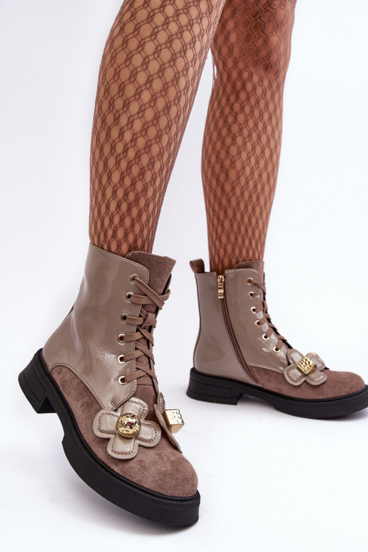 Stylish Women's Zipper Boots with Ornaments D&A MR870-76 Gray-brown Stylish Women's Zipper Boots with Ornaments D&A MR870-76 Gray-brown