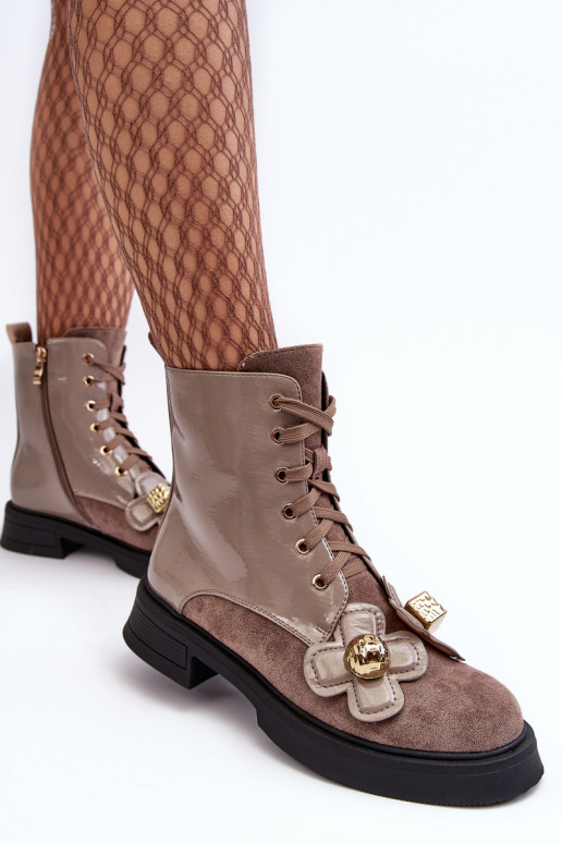 Stylish Women's Zipper Boots with Ornaments D&A MR870-76 Gray-brown Stylish Women's Zipper Boots with Ornaments D&A MR870-76 Gray-brown