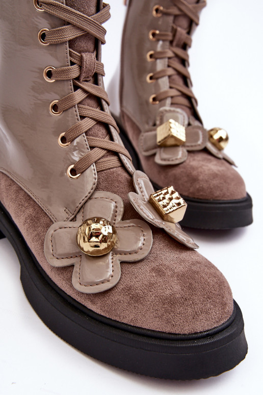 Stylish Women's Zipper Boots with Ornaments D&A MR870-76 Gray-brown Stylish Women's Zipper Boots with Ornaments D&A MR870-76 Gray-brown