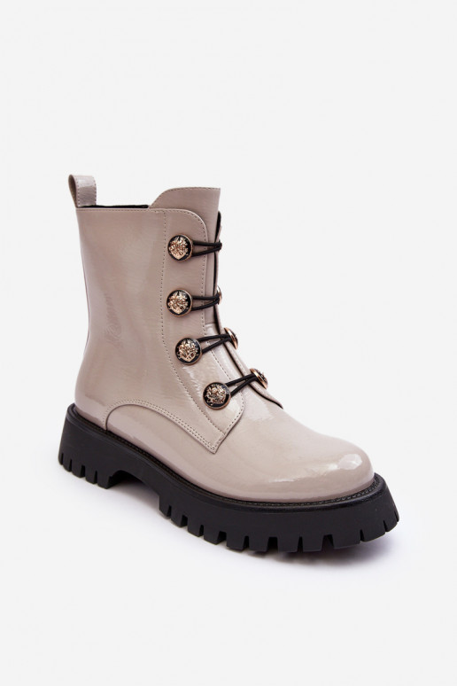 Women's Quilted Boots with Ornamental Buttons D&A MR870-51 Light beige Women's Quilted Boots with Ornamental Buttons D&A MR870-51 Light beige