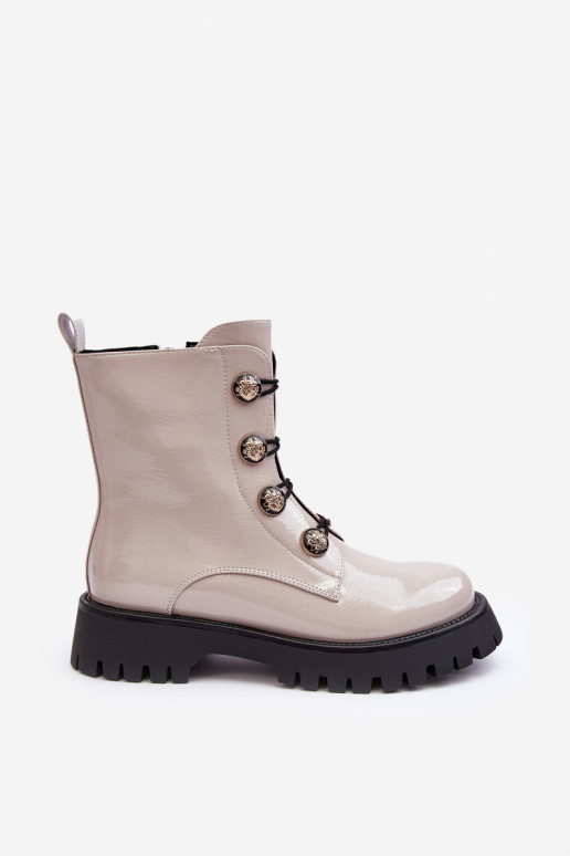 Women's Quilted Boots with Ornamental Buttons D&A MR870-51 Light beige Women's Quilted Boots with Ornamental Buttons D&A MR870-51 Light beige