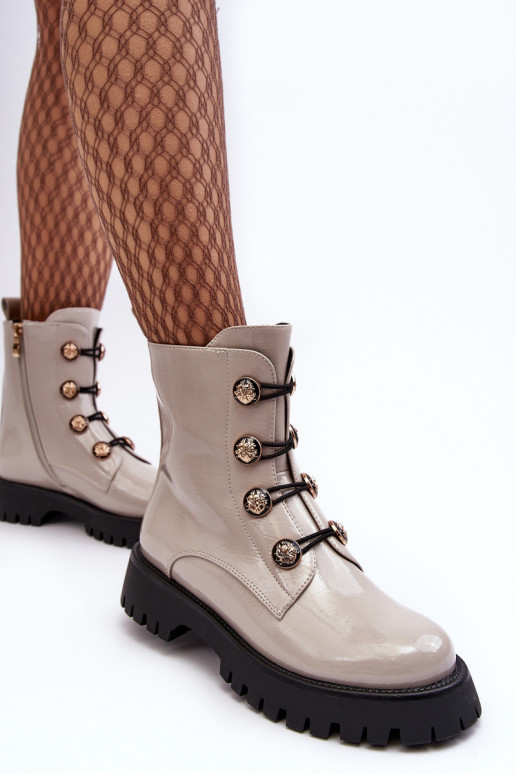 Women's Quilted Boots with Ornamental Buttons D&A MR870-51 Light beige Women's Quilted Boots with Ornamental Buttons D&A MR870-51 Light beige
