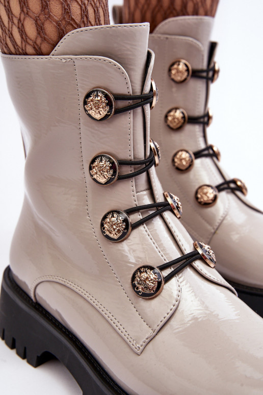 Women's Quilted Boots with Ornamental Buttons D&A MR870-51 Light beige Women's Quilted Boots with Ornamental Buttons D&A MR870-51 Light beige