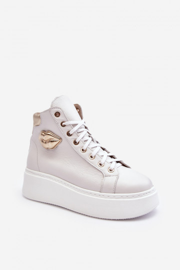 Women's High-Top Zipper Sneakers Lemar White Katerin 2