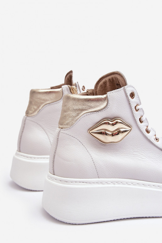 Trampki Damskie Wysokie Na Suwak Lemar Białe Katerin Trampki Damskie Wysokie Na Suwak Lemar Białe Katerin