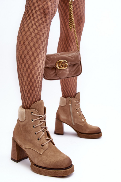 Lace-up Suede Ankle Boots Beige Lemar Flomes Lace-up Suede Ankle Boots Beige Lemar Flomes