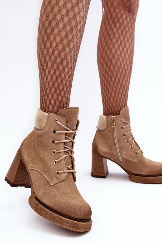 Lace-up Suede Ankle Boots Beige Lemar Flomes Lace-up Suede Ankle Boots Beige Lemar Flomes