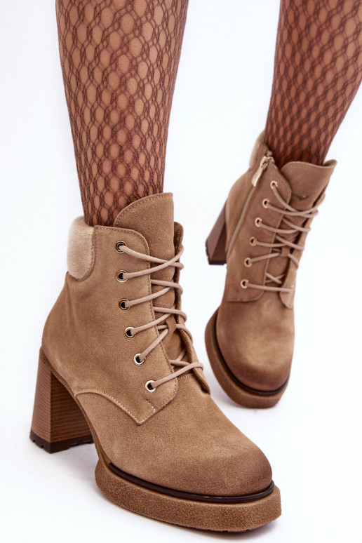 Lace-up Suede Ankle Boots Beige Lemar Flomes Lace-up Suede Ankle Boots Beige Lemar Flomes