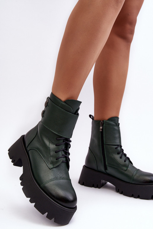 Leather Ankle Boots Women's Green Lemar Anceria Leather Ankle Boots Women's Green Lemar Anceria