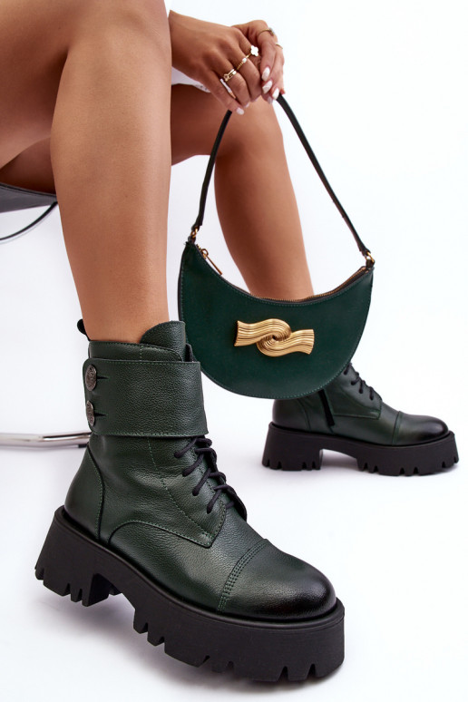 Leather Ankle Boots Women's Green Lemar Anceria Leather Ankle Boots Women's Green Lemar Anceria
