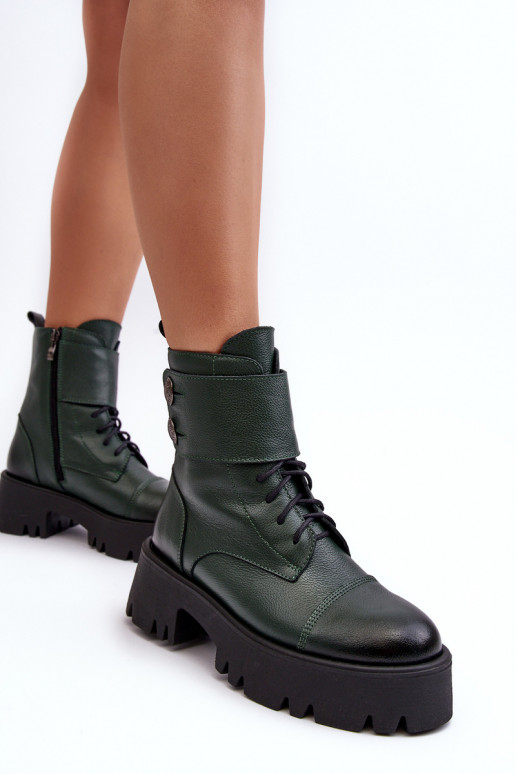 Leather Ankle Boots Women's Green Lemar Anceria Leather Ankle Boots Women's Green Lemar Anceria